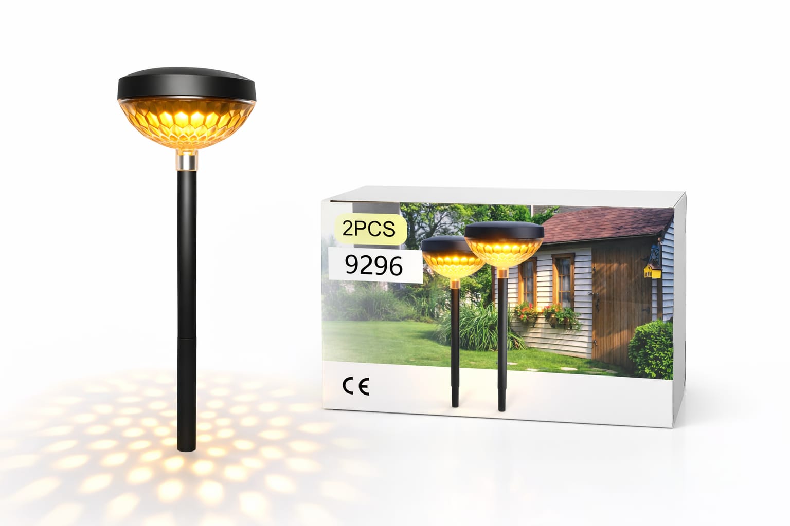 Solar-Gartenleuchten im 2er-Set mit warmweißer Kristalloptik